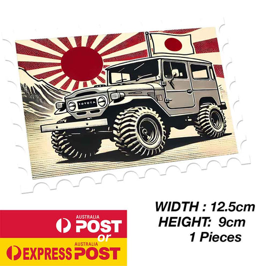 TOYOTA Land Cruiser FJ40 Vintage Japan Rising Sun Flag Sticker