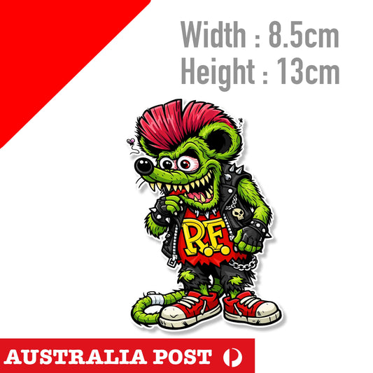 RAT FINK Punk with Pink MOHAWK Hair Sticker