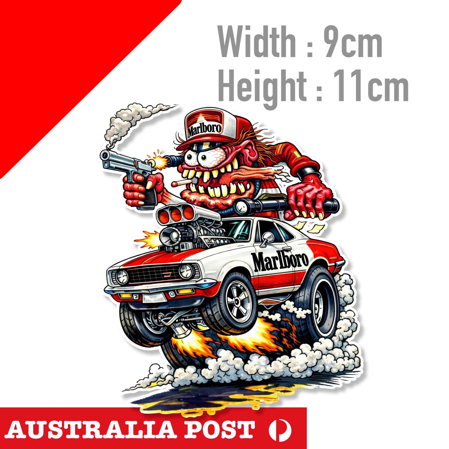 Alien Monster Truck, American Classic Hot Rod , Rat Fink Style Marlboro Sticker