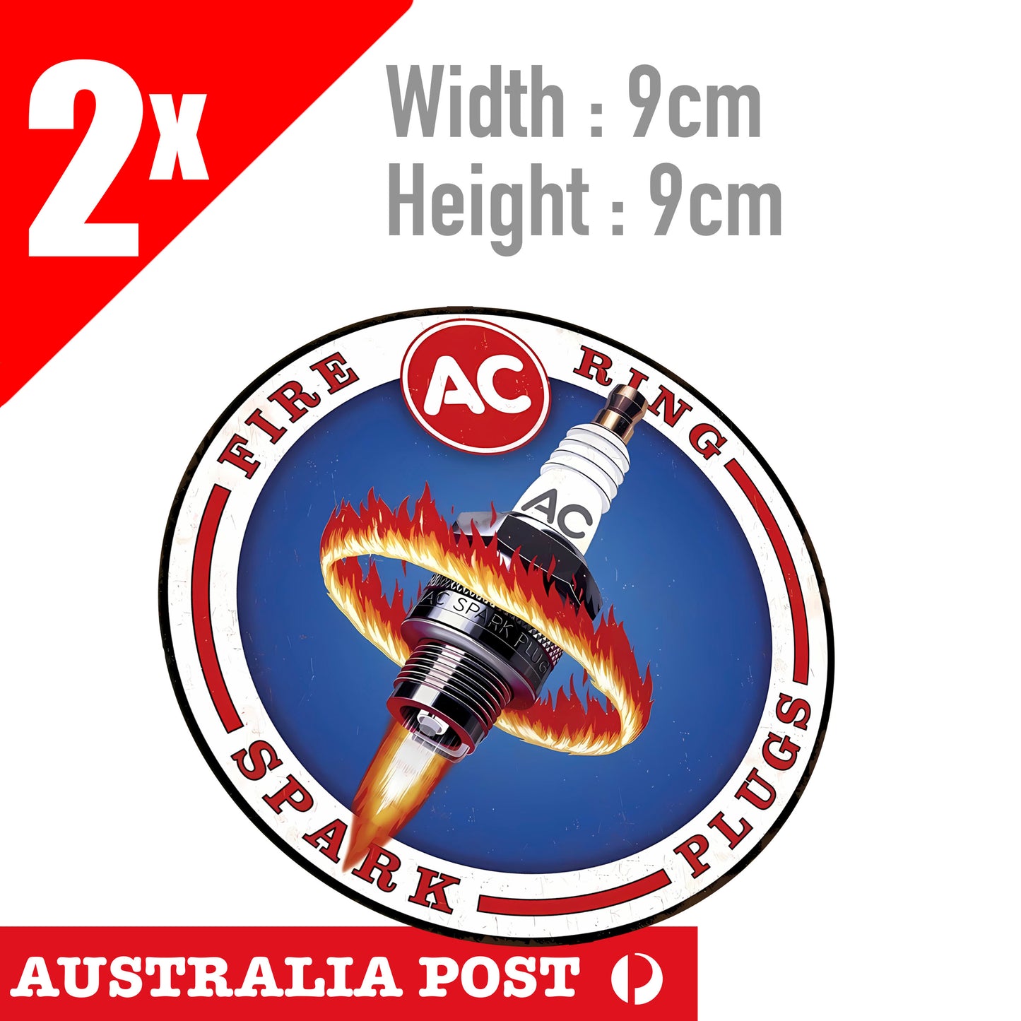 AC Spark Plug Logo, Vintage Old Logo Sign Round Sticker