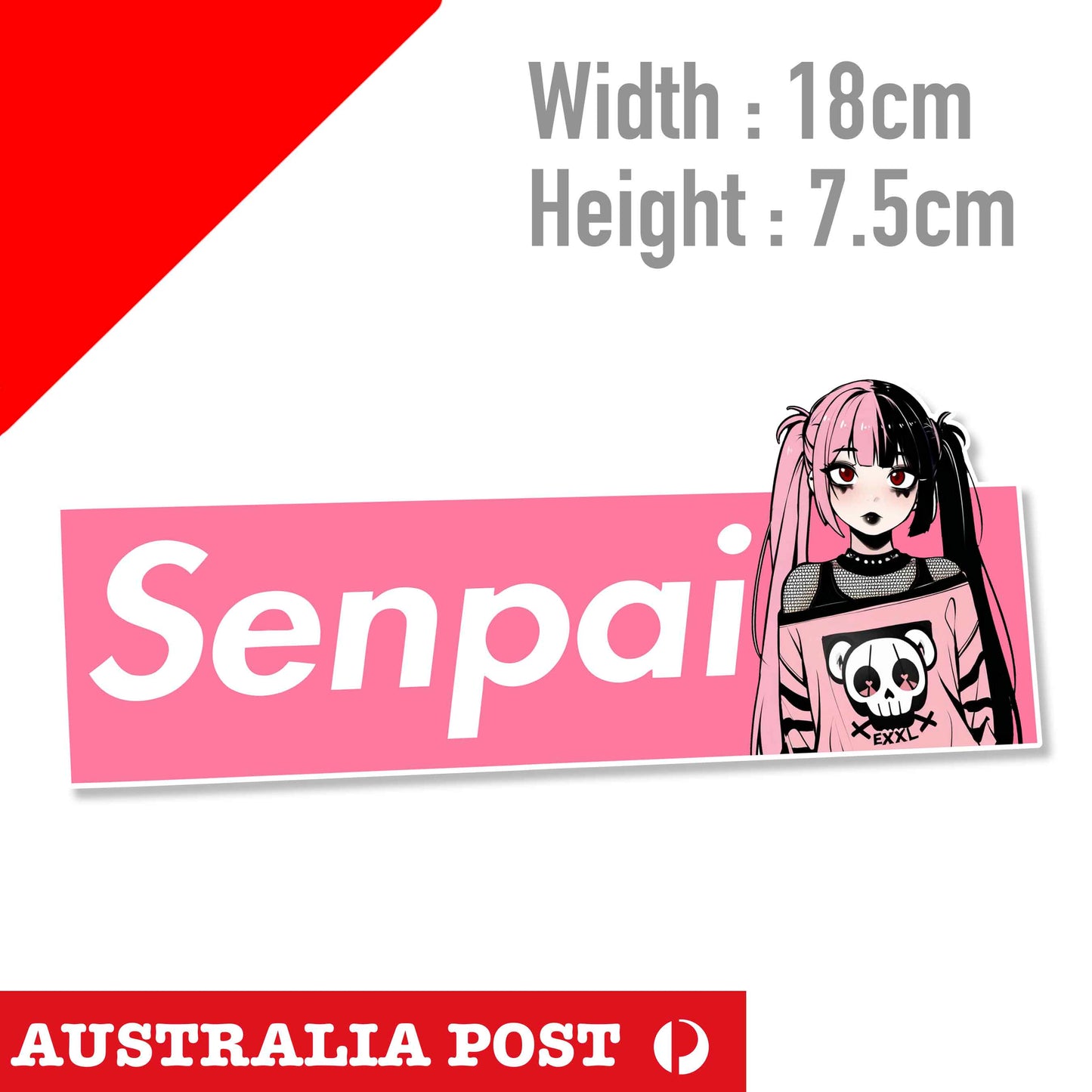 Senpai Anime Sexy Goth Girl Pink JDM Slap Goth Girl Decal Sticker