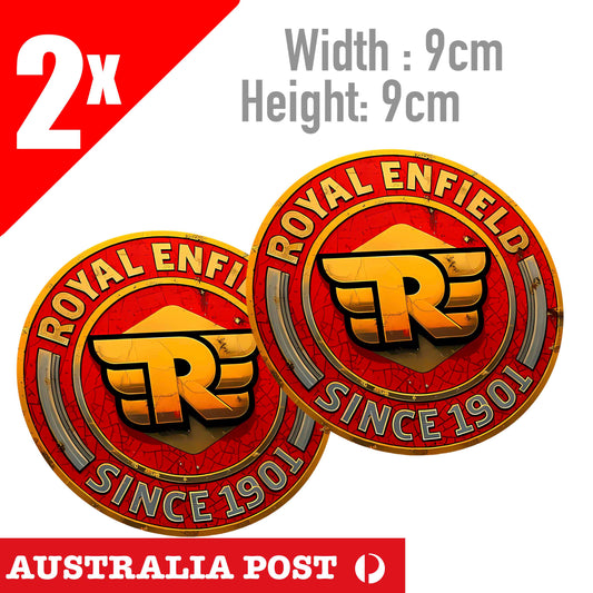 Royal Enfield Since 1901 Round Motorcycles x 2 Laptop , Car Decal Sticker