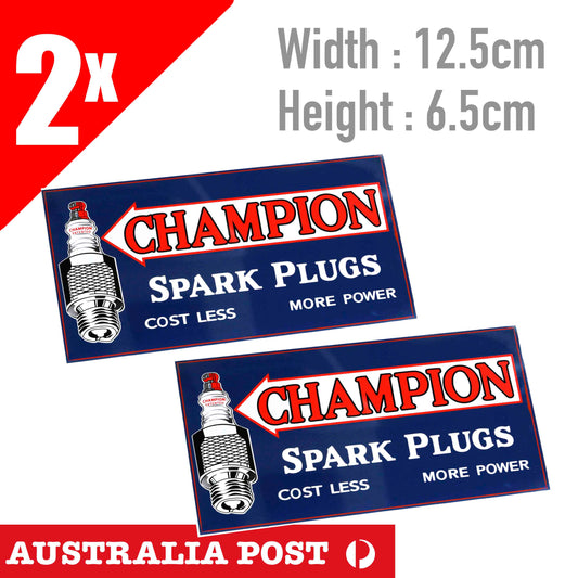 CHAMPION Spark Plug Logo Laptop , Car Vinyl 2x Vintage Style Sticker
