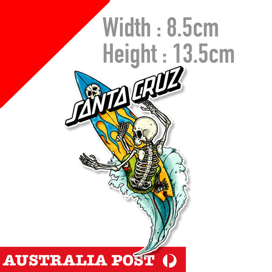 SANTA CRUZ Skull Surfer, Skate Board, Santa Cruze Logo , Skull Sticker