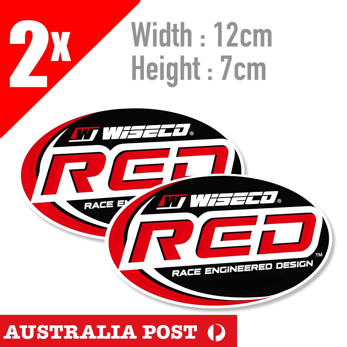WISECO Performance Pistons RED - Racing Piston Logo Stickers