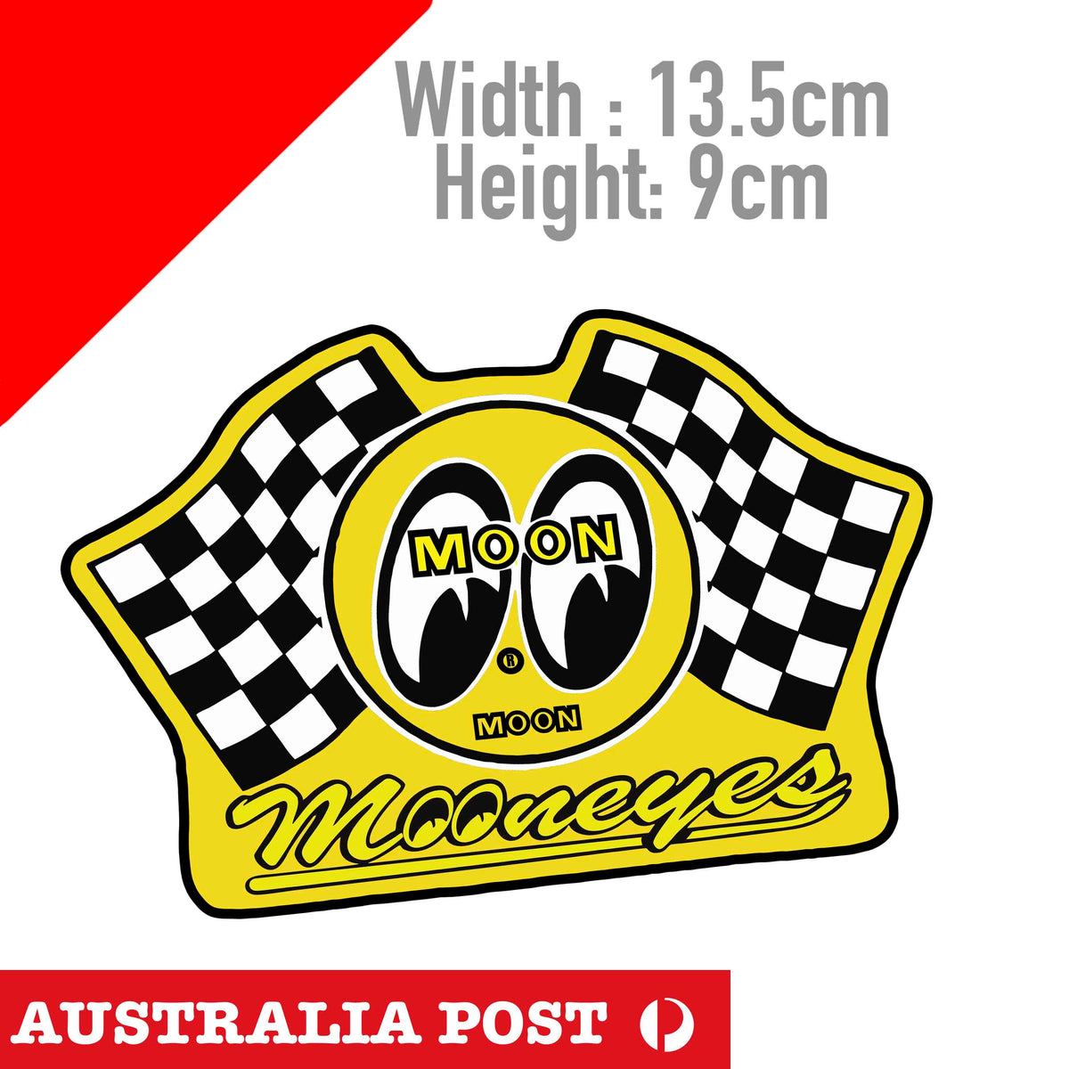 Mooneyes Hot Rod Racing Flag Logo Garage Man Cave Logo Sticker