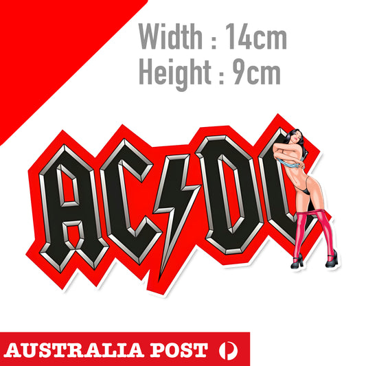 ACDC Rusted Sexy Brunet Girl Logo Sticker