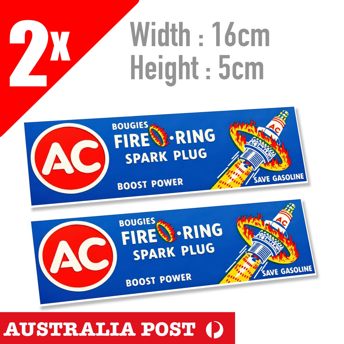 AC Fire-Ring BOUGIES Spark Plug Logo, Vintage Old Logo Sign banner Sticker
