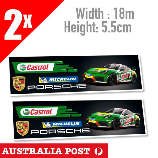 Porsche CASTROL Racing Banner, Cayenne GTS Boxter Car Classic Sticker