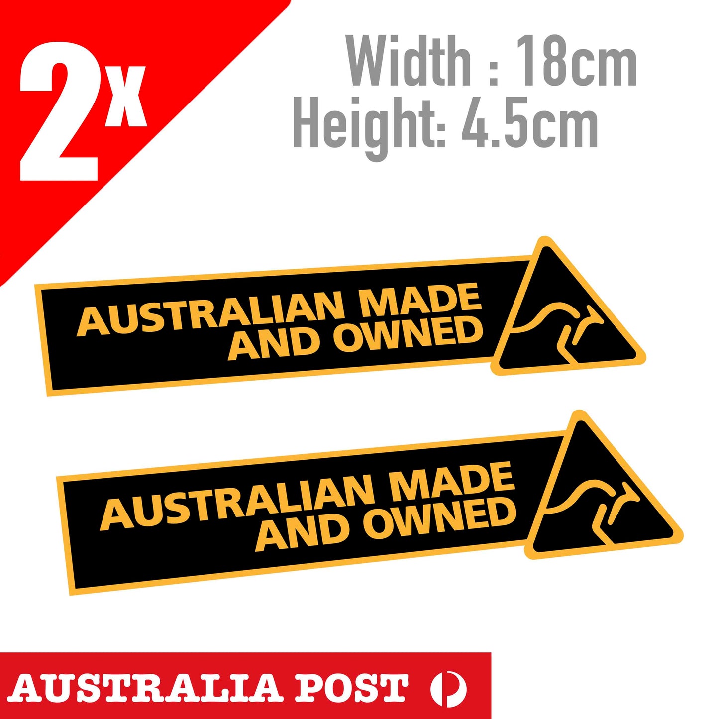 Australian Made Kangaroo  Logo Black Aussie Made Banner Stickers