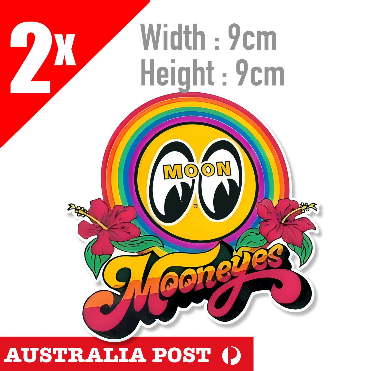 Mooneyes Logo Hot Rod Accessoires Car Garage Man Cave Rainbow Logo Sticker