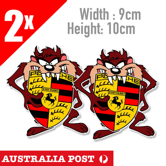 Porsche Logo Taz The Devil Tornado , Cayenne GTS Boxter Car Classic Sticker