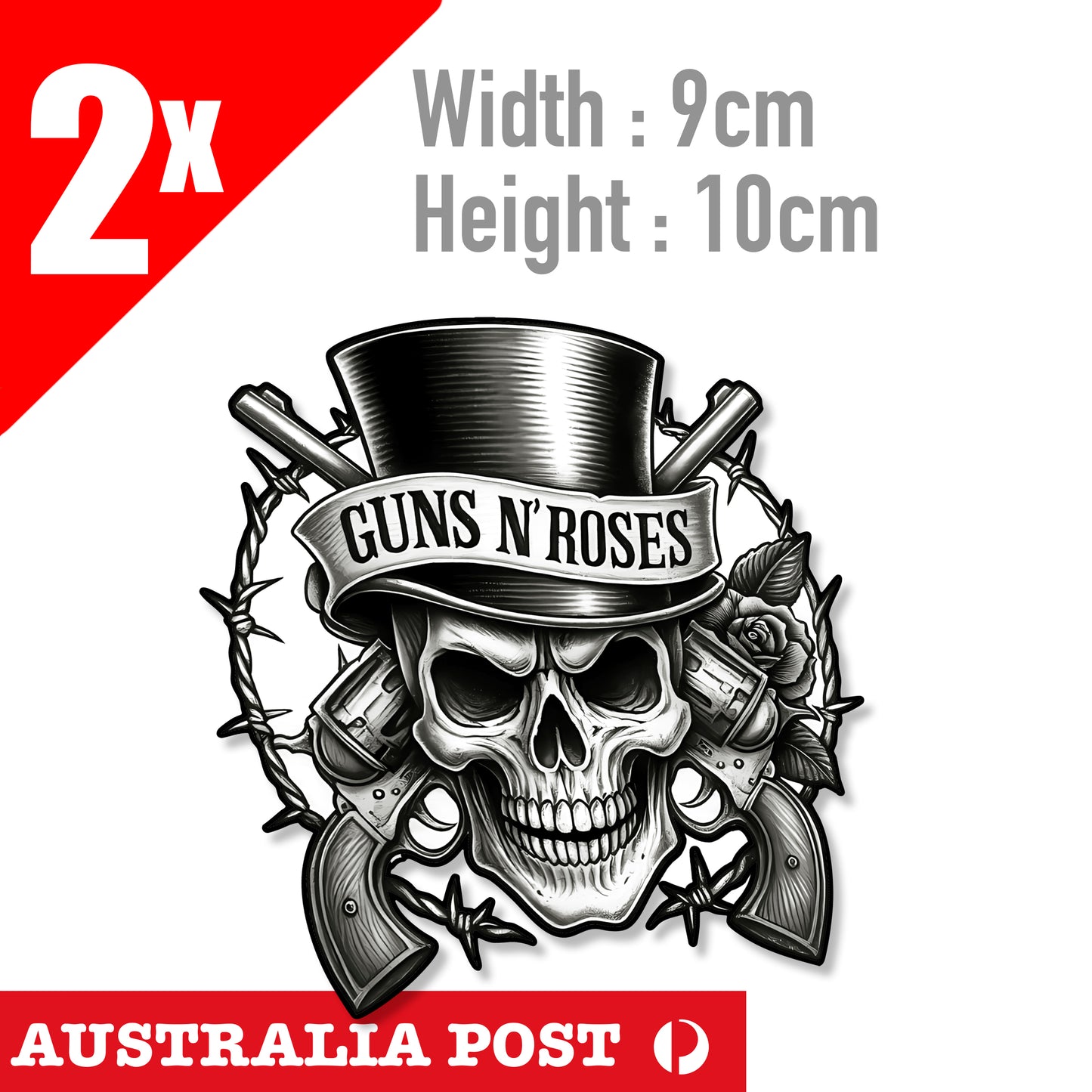 GUNS AND ROSES  SKULL HEAD Logo Rock Band Sticker