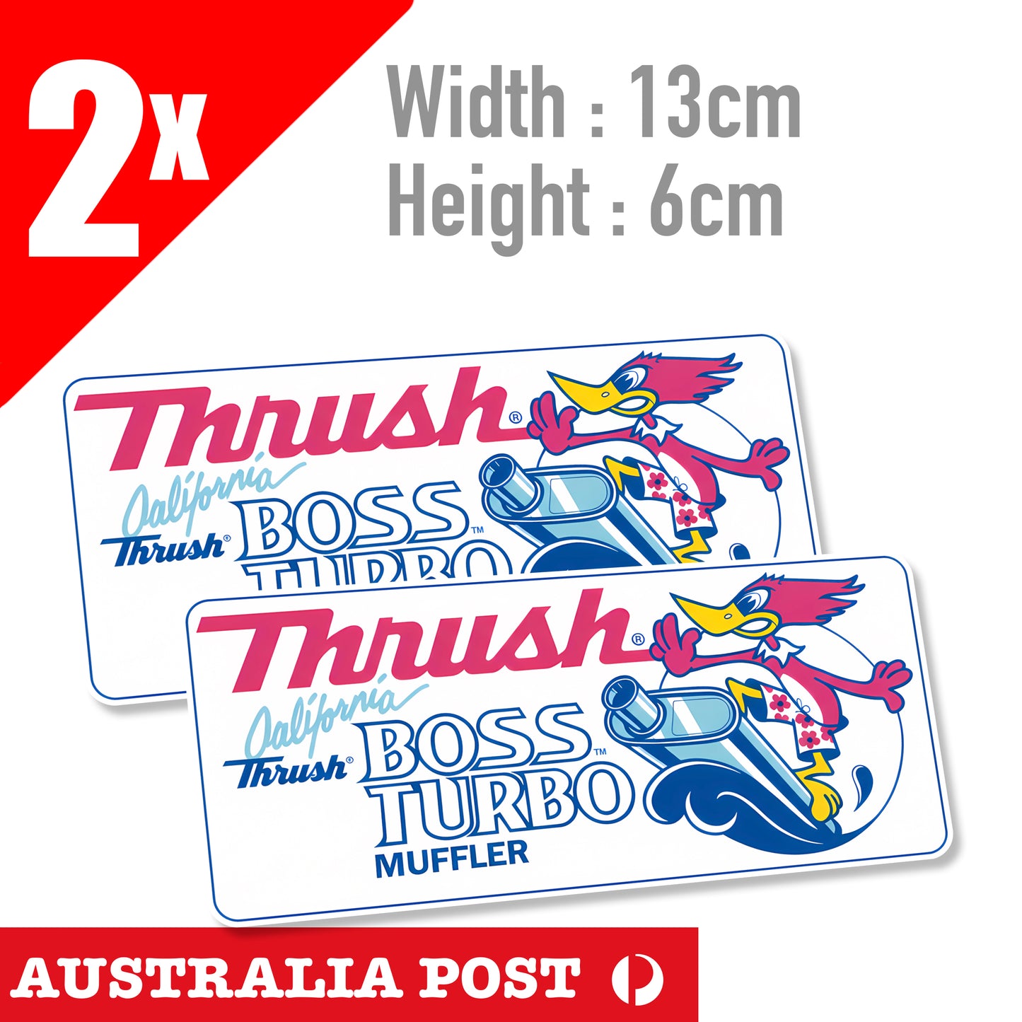 THRUSH Mufflers - Vintage 1970's BOSS TURBO MUFFLER Retro Sticker