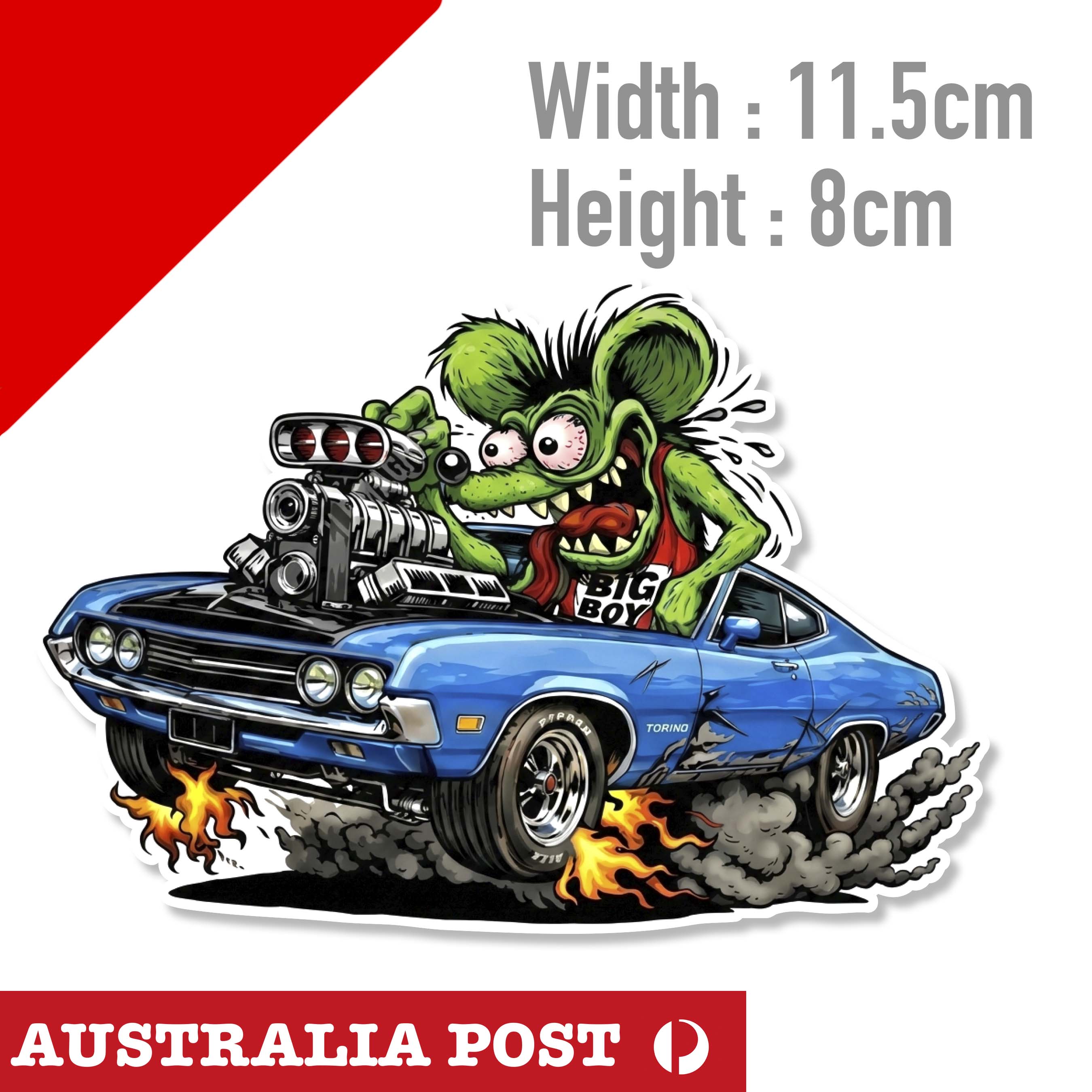 Rat Fink Monster Muscle Car Rider Mancave Hot Rod Americana Vinyl Stic ...