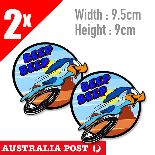 Road Runner and Wile E Coyote Funny Badge 2x Stickers