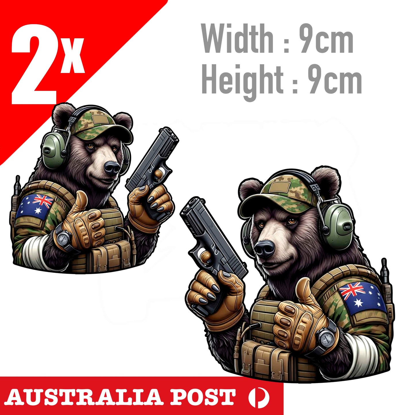 Military Bear Soldier Australian Flags Sticker