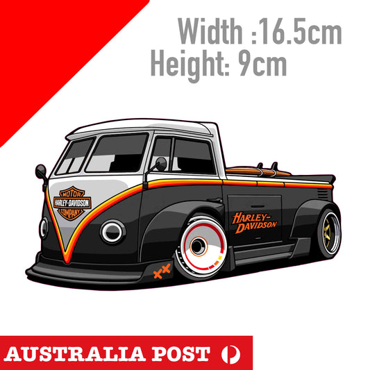 Volkswagen Combie Ute Buss Harley Davidson Logo Sticker
