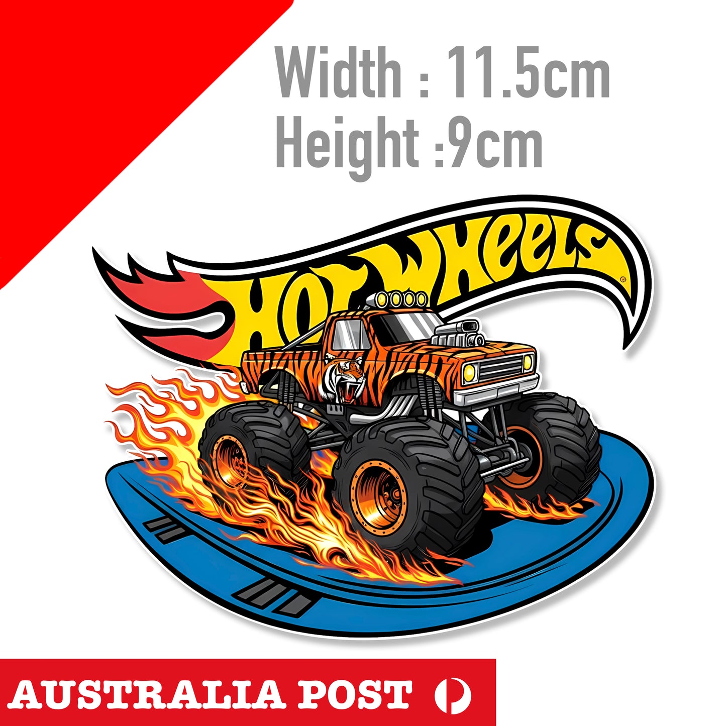 Muscle Car Tiger Monster Truck Flames, Hot Wheels Logo, Monster Truck Sticker