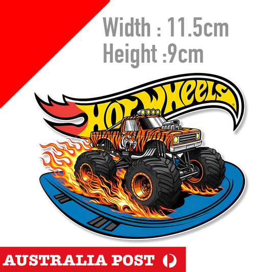 Muscle Car Tiger Monster Truck Flames, Hot Wheels Logo, Monster Truck Sticker