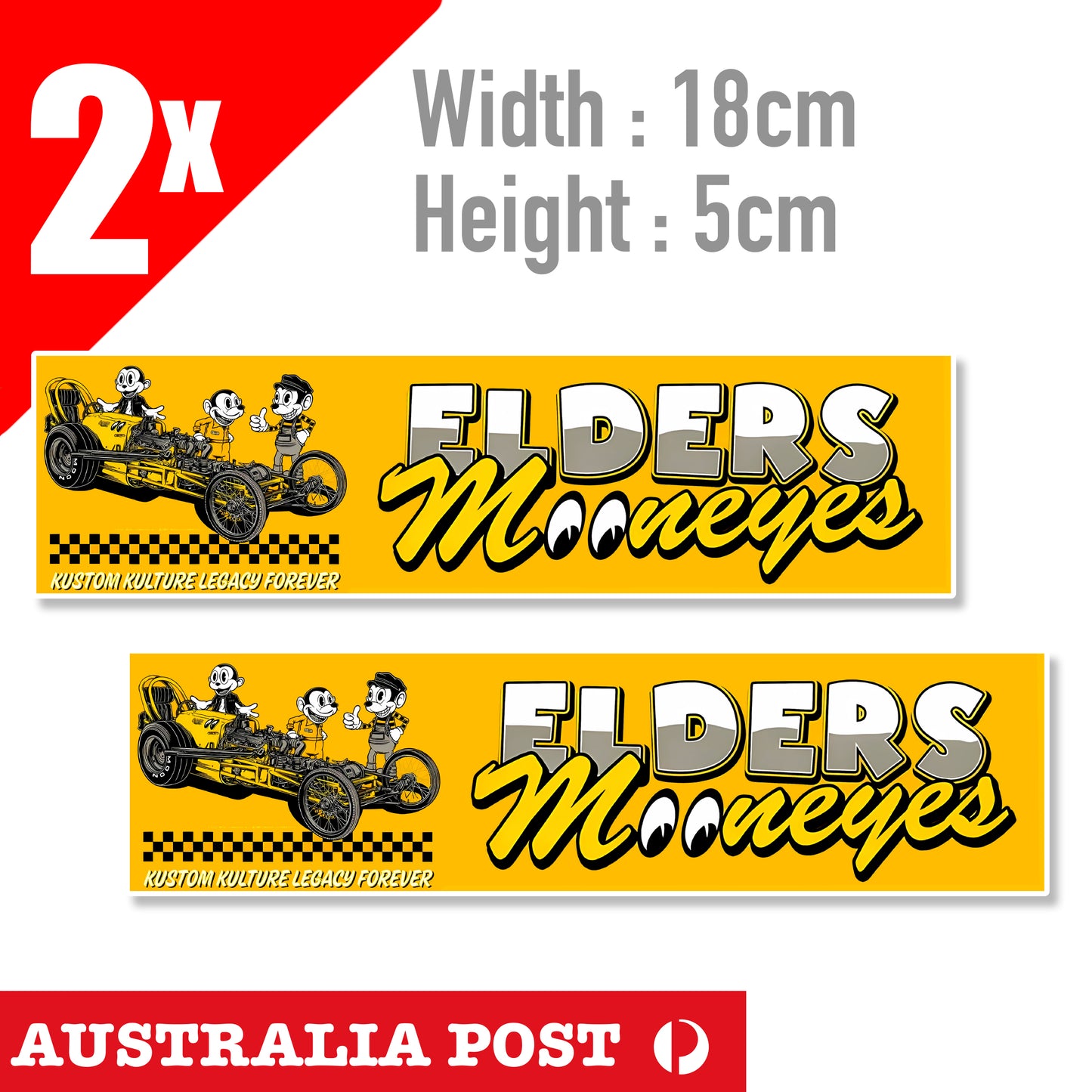 Mooneyes ELDERS Hot Rod Accessoires Car Garage Man Cave Rainbow Banner Stickers