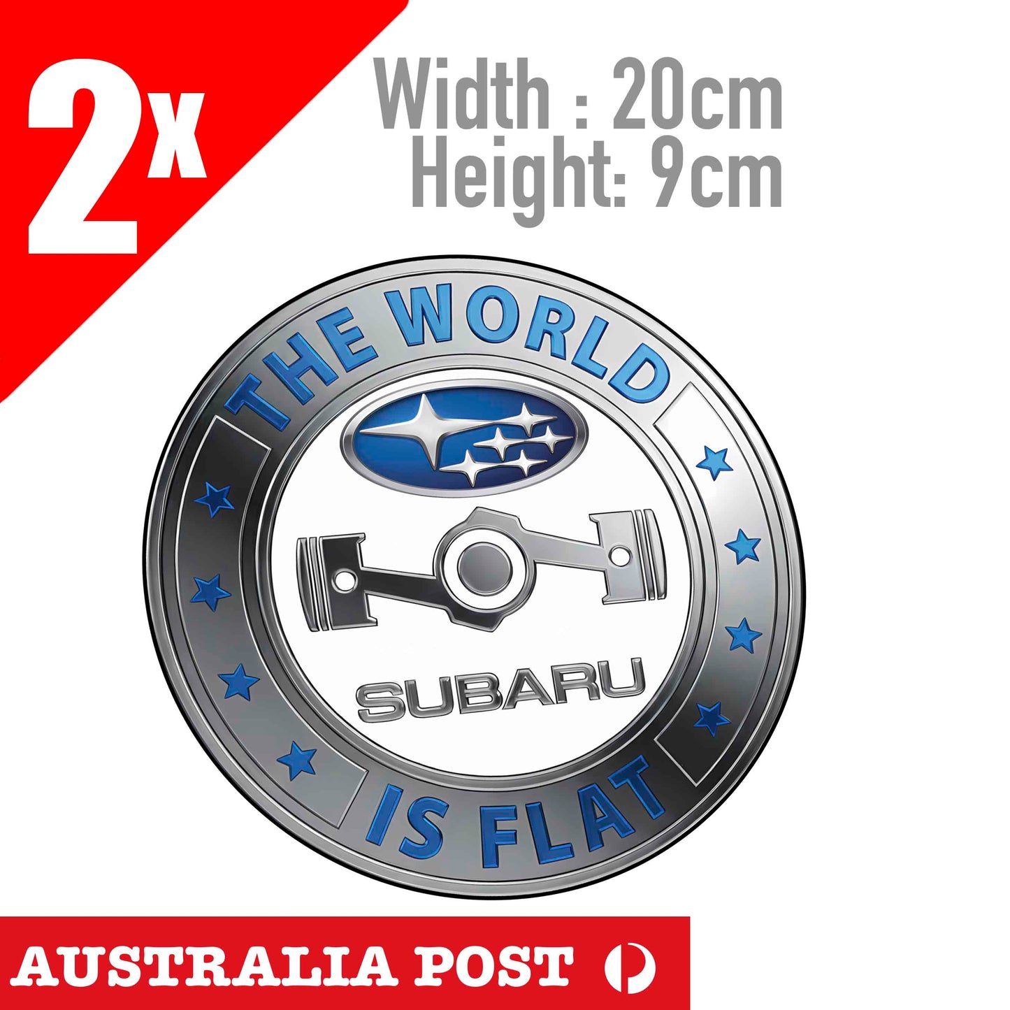 The WORLD is Flat SUBARU badge Chrome Style Sticker