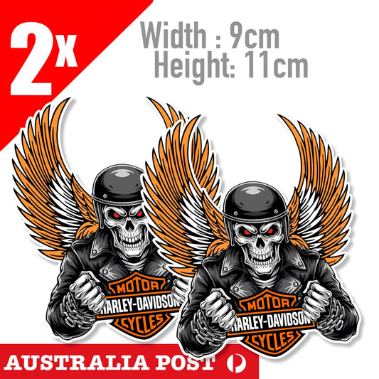 Harley Davidson Classic Motorcycle  SKULL Rider WING Logo Sticker