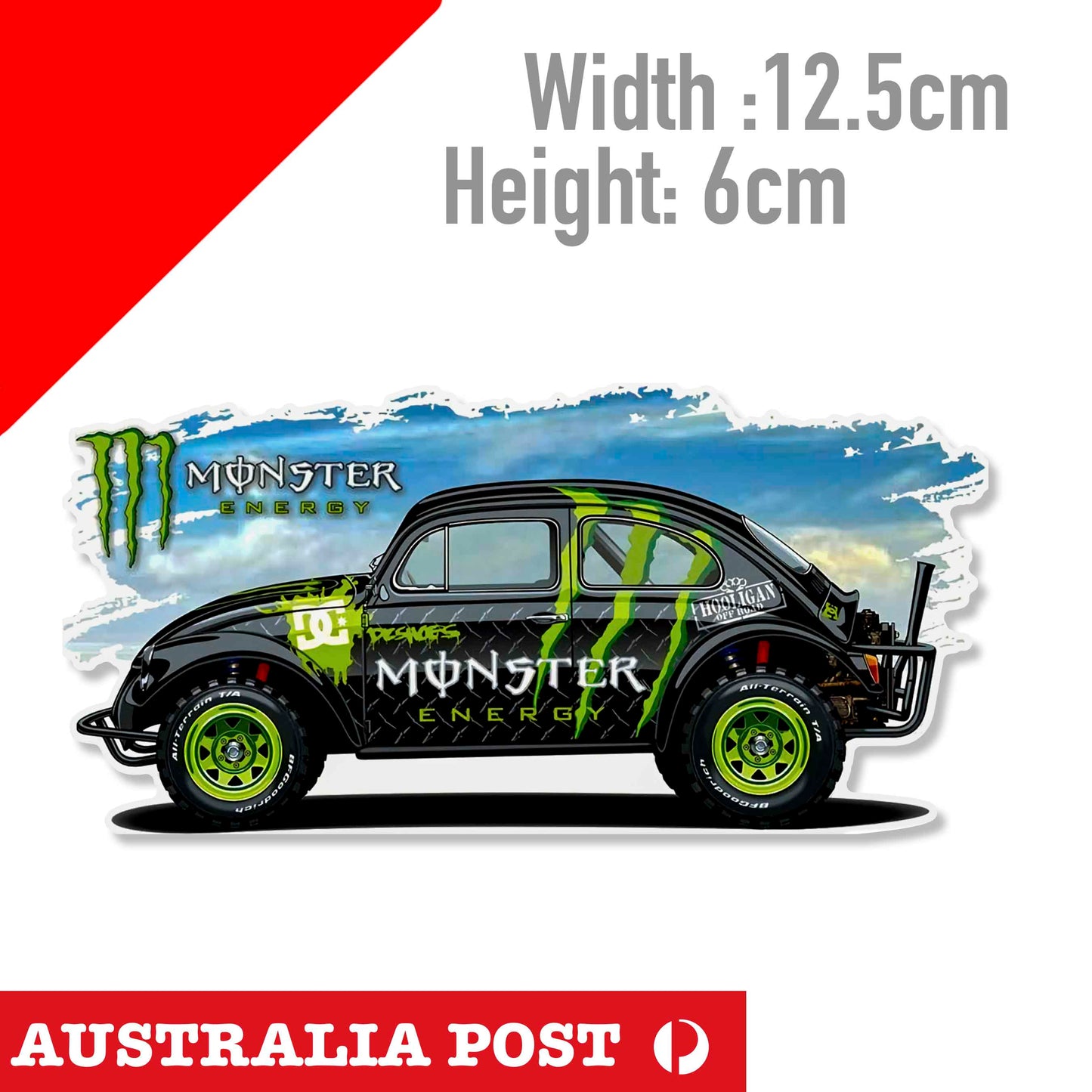 Volkswagen Beetle Monster Energy Racing Rally Car Sticker