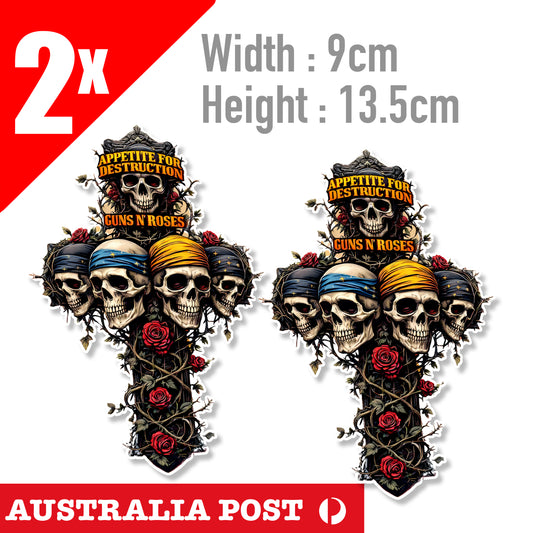GUNS AND ROSES hard rock band Skull Cross Sticker