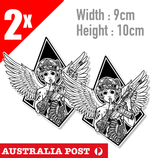 Angel of Death with Wings and Guns, Military Angel with Gun Sticke