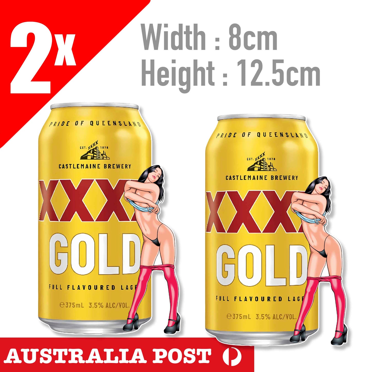 CASTLEMAINE XXXX MAN GOLD BEER Vintage Retro Pin Up Girl Sticker