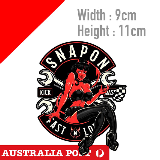 SNAP ON TOOLS Red Devil Girl Decals JDM Decals Vintage Garage Bar Sticker