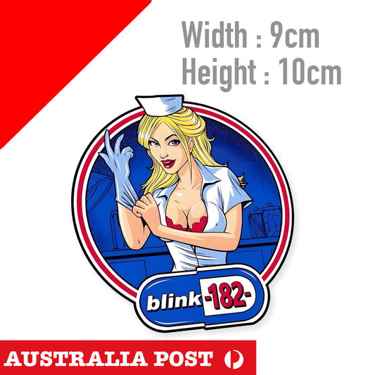 Blink-182 Rock Band SEXY NURSE, Nostalgic Blink Rock Logo Sticker
