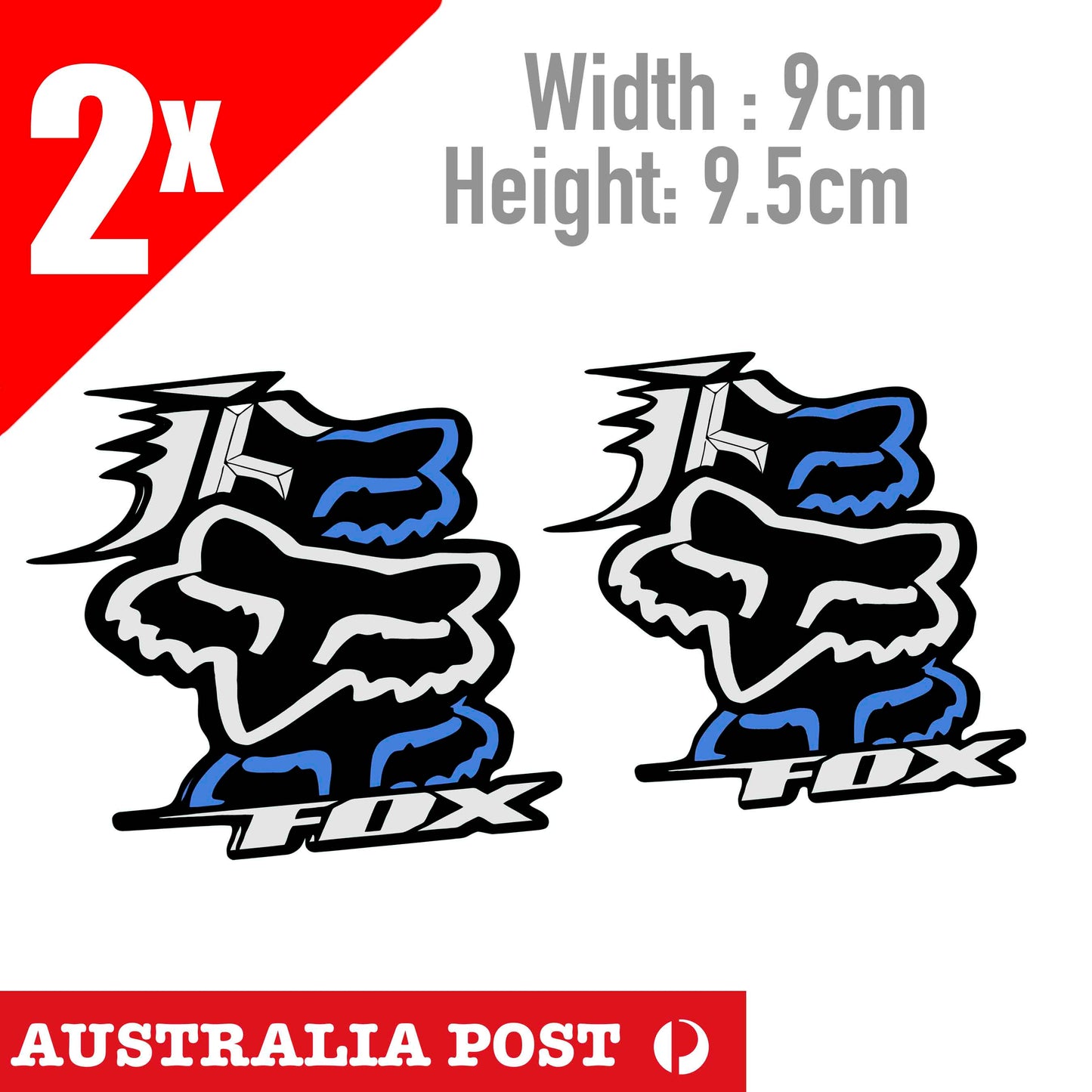 FOX Suspension style Racing  Blue  Bicycle Sticker