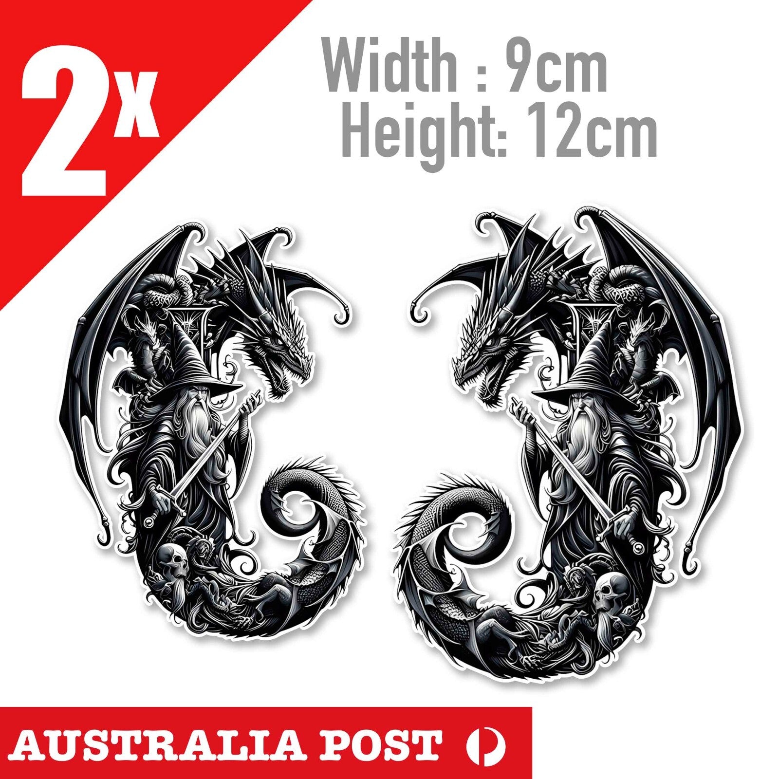 Black Dragon & Wizard  Sticker