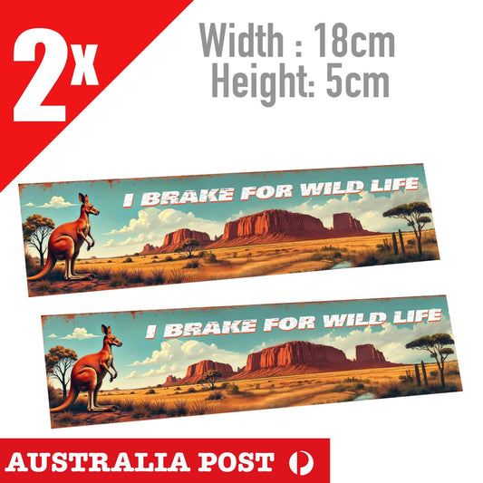 Back off I brake for wildlife Australian Kangaroo Vinyl Decal Stickers