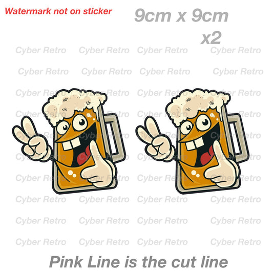 Beer Glass Cartoon Funny  Laptop , Car  Decal Sticker 