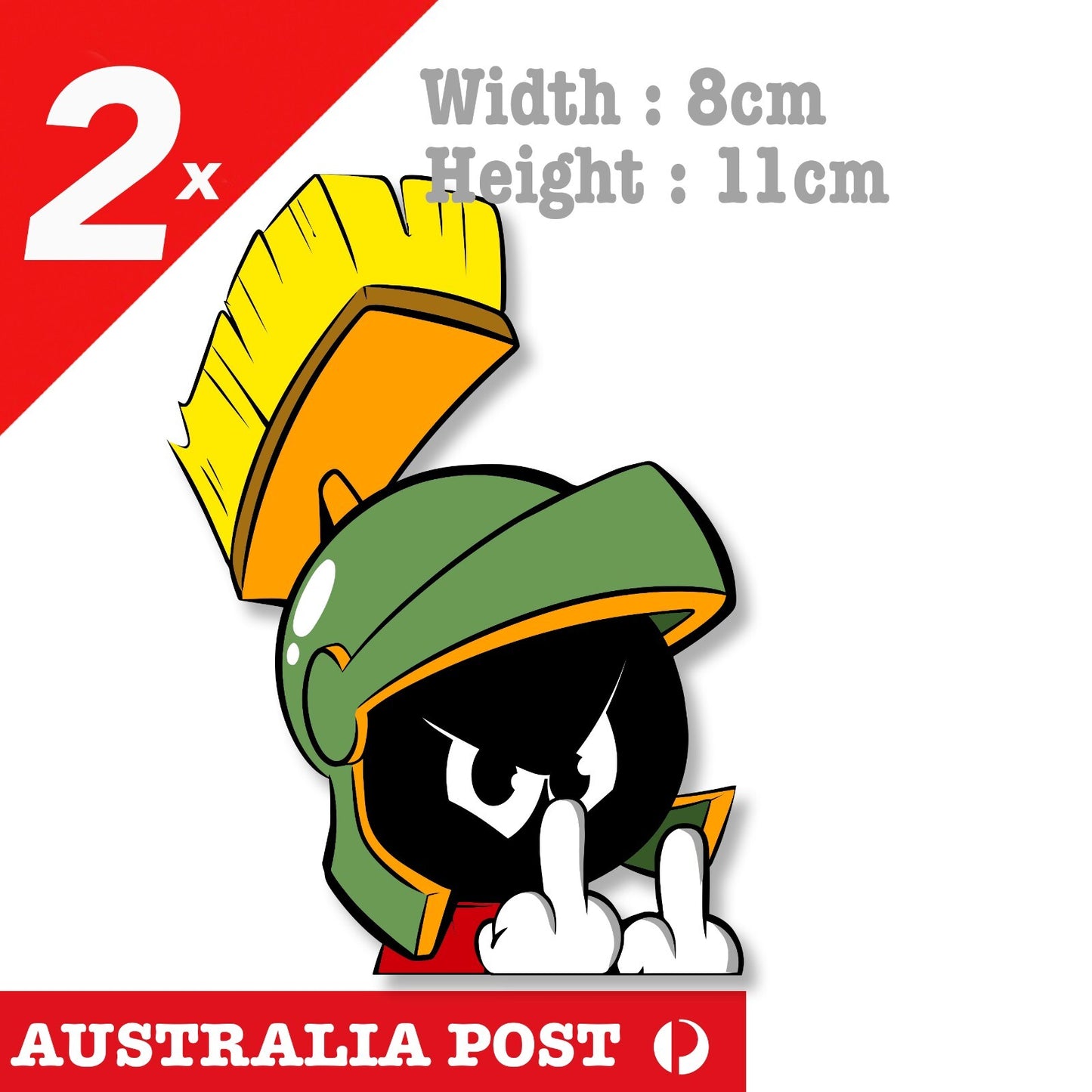 Marvin the Martian Middle Finger Cartoon Character peeking Looney Tunes Stickers