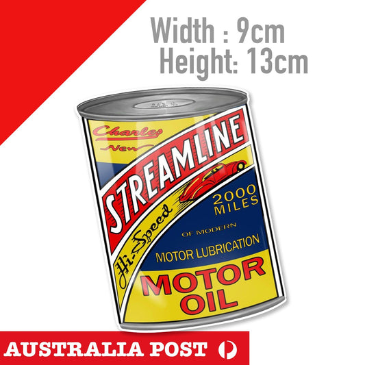 Charles Streamline Motor Oil Can Vintage Old Sticker