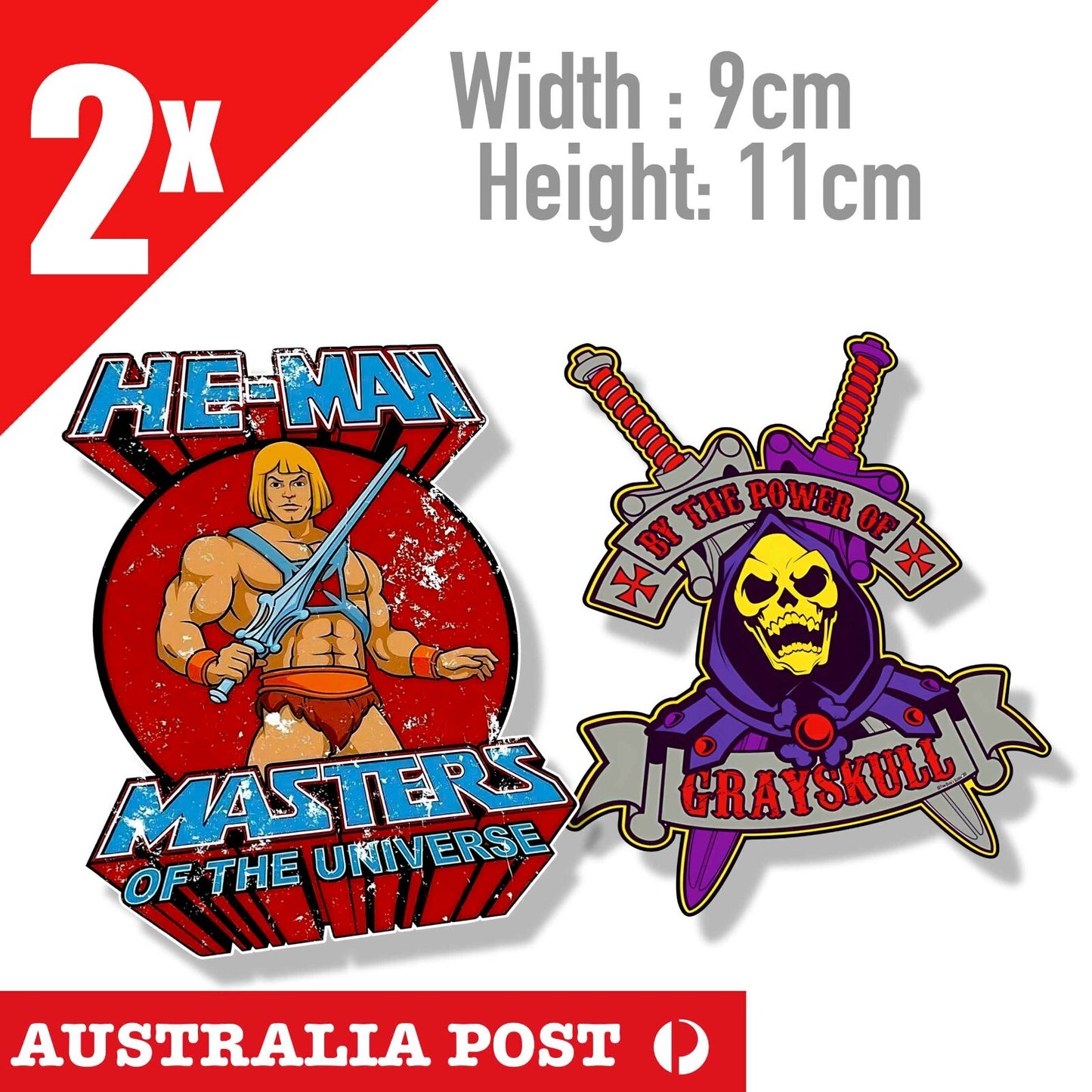 He Man Master Of Universe & GRAY SKULL Vintage Cartoon Logo Sticker