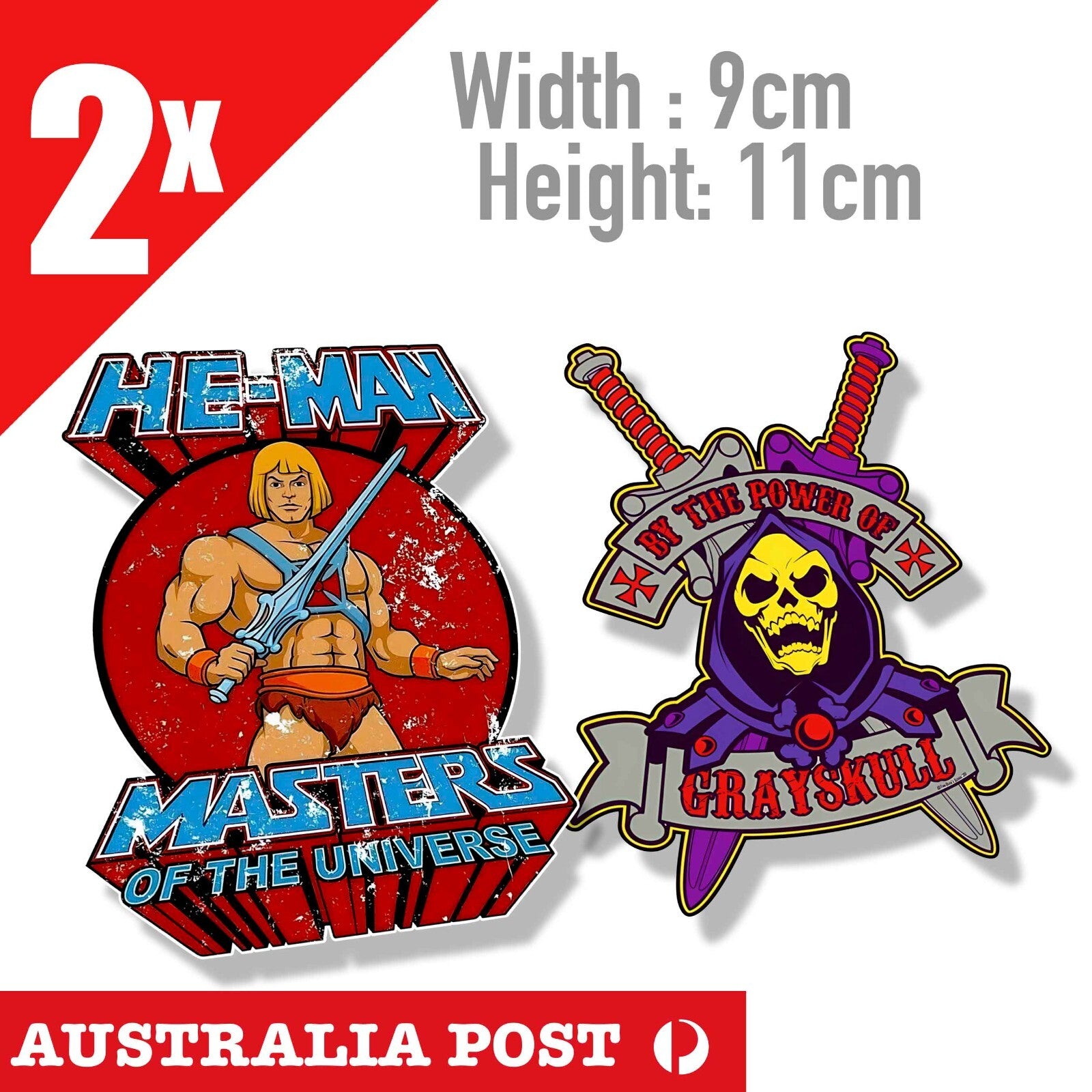 He Man Master Of Universe & GRAY SKULL Vintage Cartoon Logo Sticker