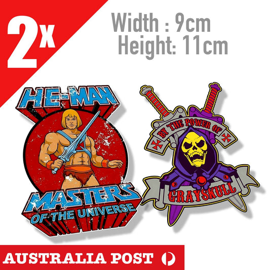He Man Master Of Universe & GRAY SKULL Vintage Cartoon Logo Sticker