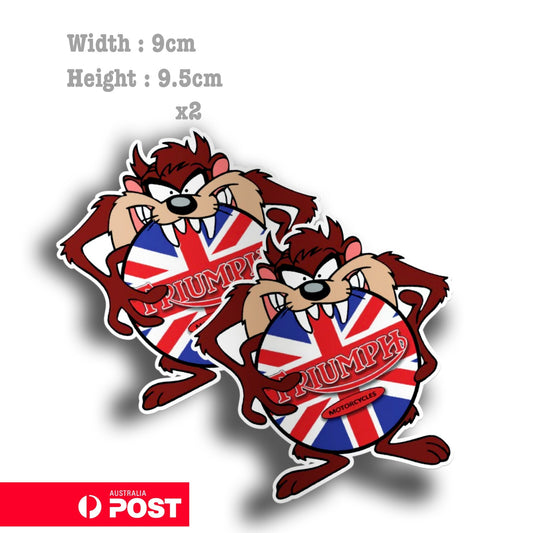 Triumph Motorcycle TAZ Tornado British Flag Logo, Motorcycle Helmet Sticker 
