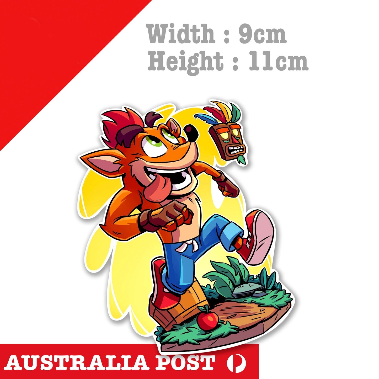 Crash Bandicoot Fox with Tiki Mask Decal Sticker