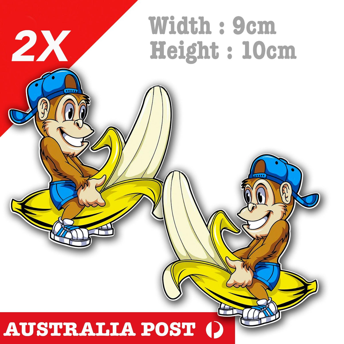 Monkey Riding Banana Funny Ride, Middle Finger Sticker