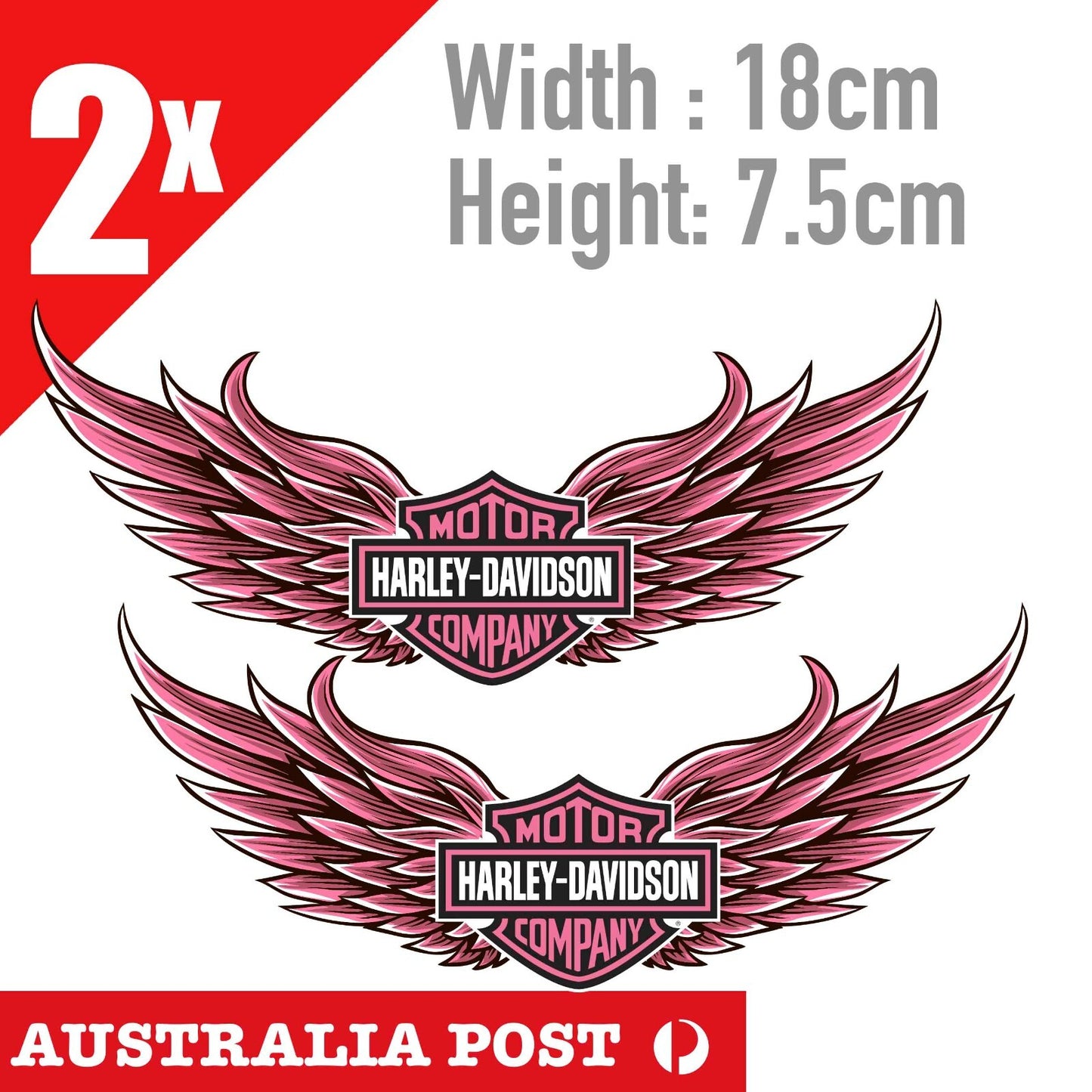 HARLEY Davidson Logo Pink Wing Motorcycle Car Ute PINK Log Sticker