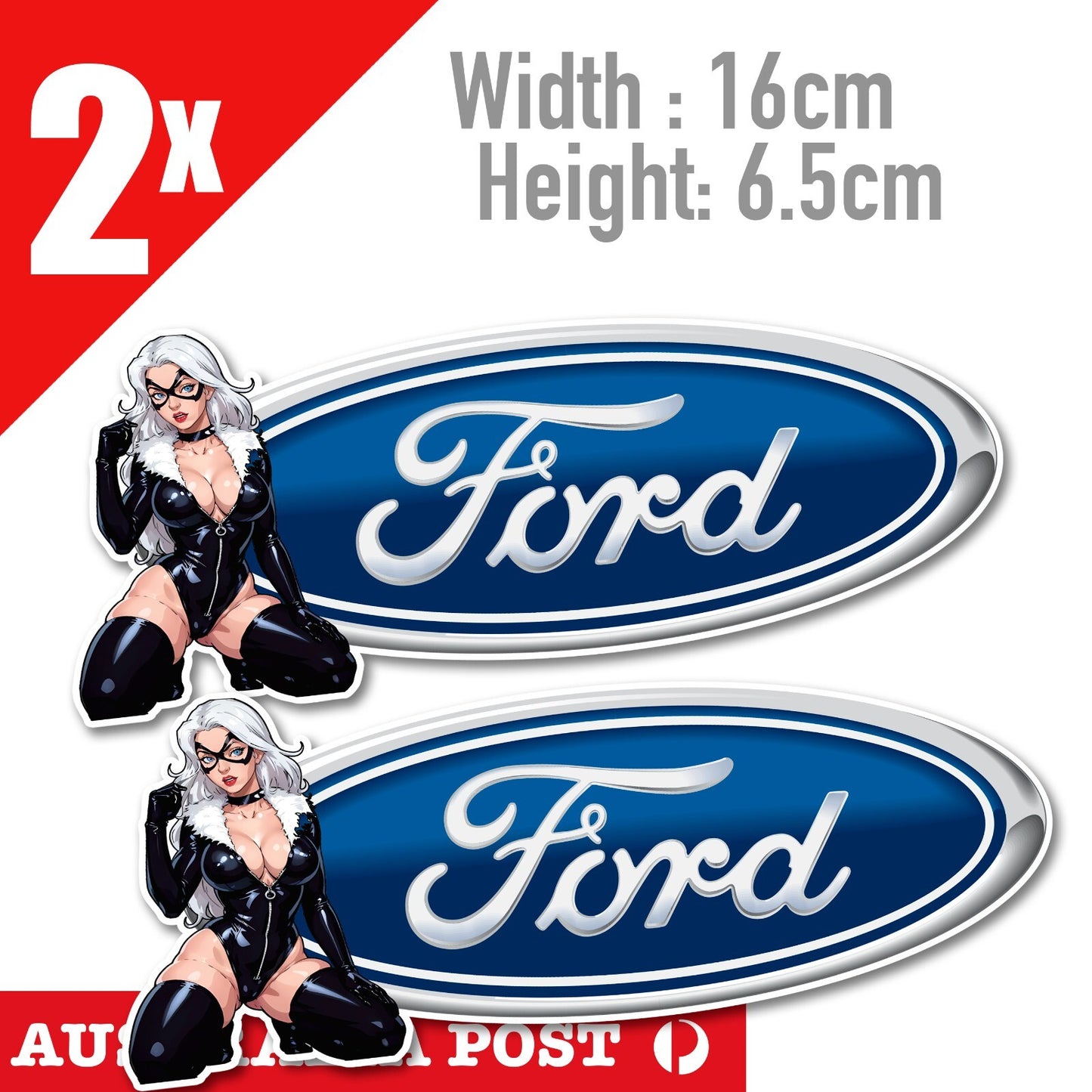 Sexy Pin Up Girl Black Leather Pin Up Girl  Ford Logo Sticker