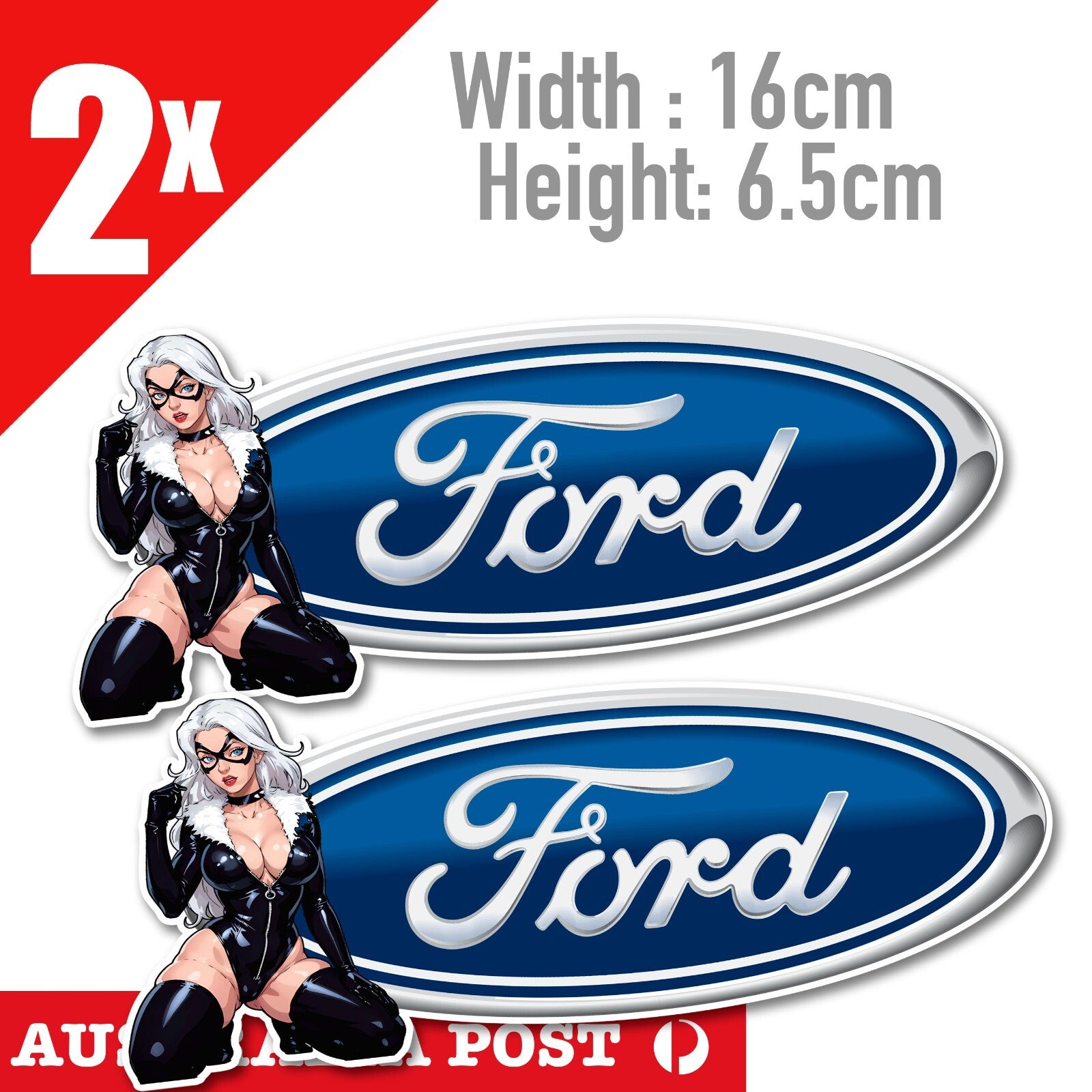 Sexy Pin Up Girl Black Leather Pin Up Girl  Ford Logo Sticker