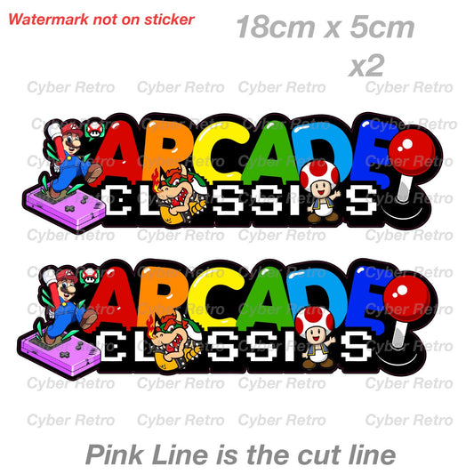 Nintendo Super Mario - Arcade Classic Logo Font Vinyl  Sticker 