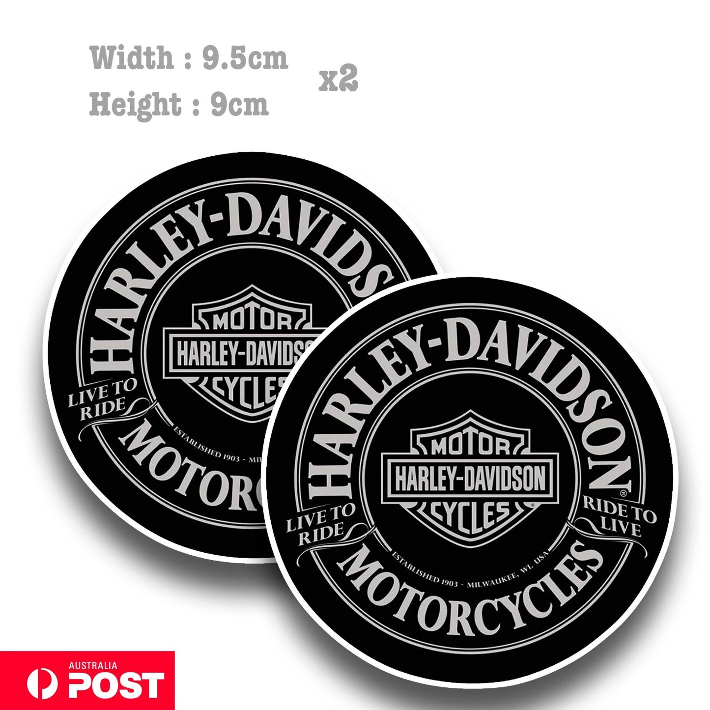 Harley Davidson Round Logo - Live to Ride Motorcycle Sticker 